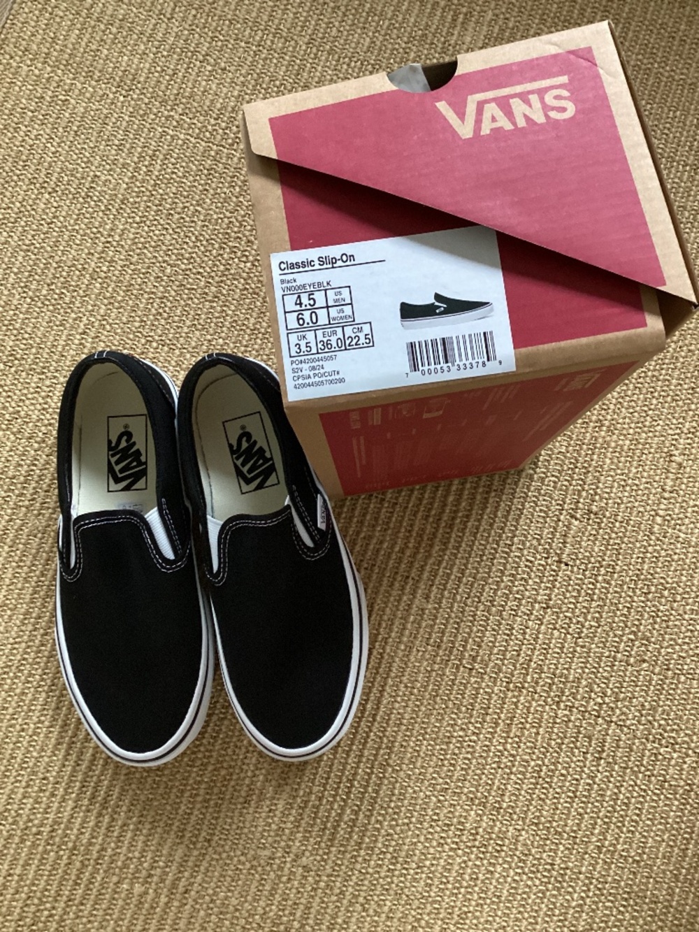 NEW VANS Black Classic Slip on Sneakers Women Sz 6